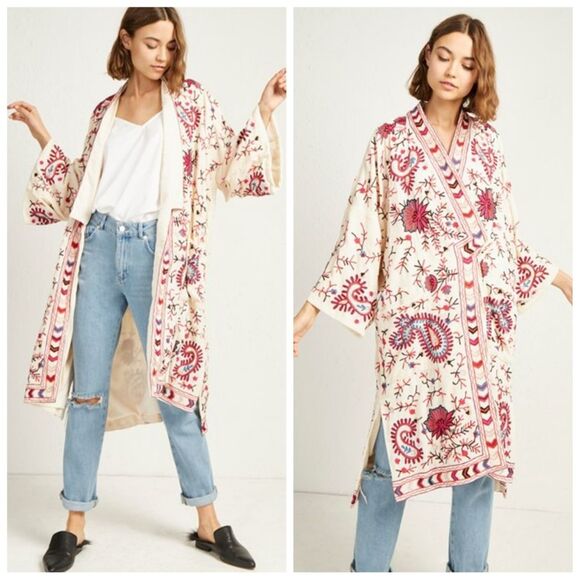 NWT|French Connection Dorothy Soft Embroidered Kimono Jacket, One Size - Picture 1 of 11
